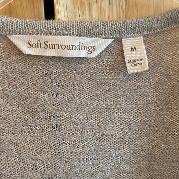 Soft Surroundings Women's Stone Tan Valentina Zip Long Sleeve Sweater V-Neck SZM - Picture 9 of 9